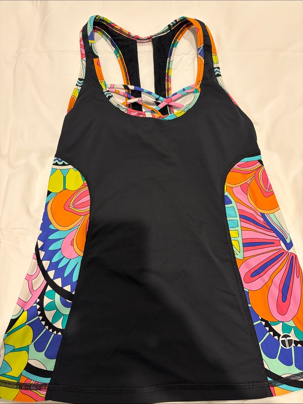 Trina Turk workout top floral with built-in bra EUC